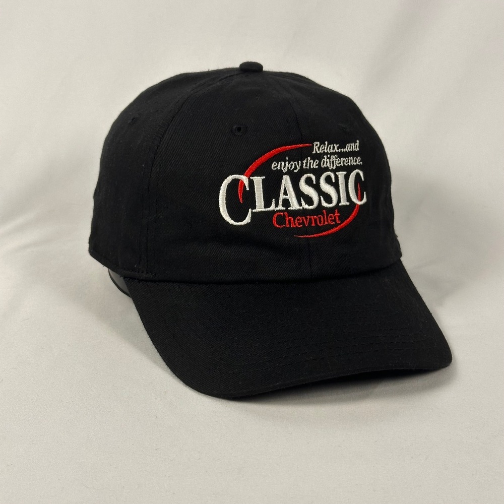 Classic Chevrolet Hat Mens OSFA Black Embroidered Cobra Adjustable Baseball Cap